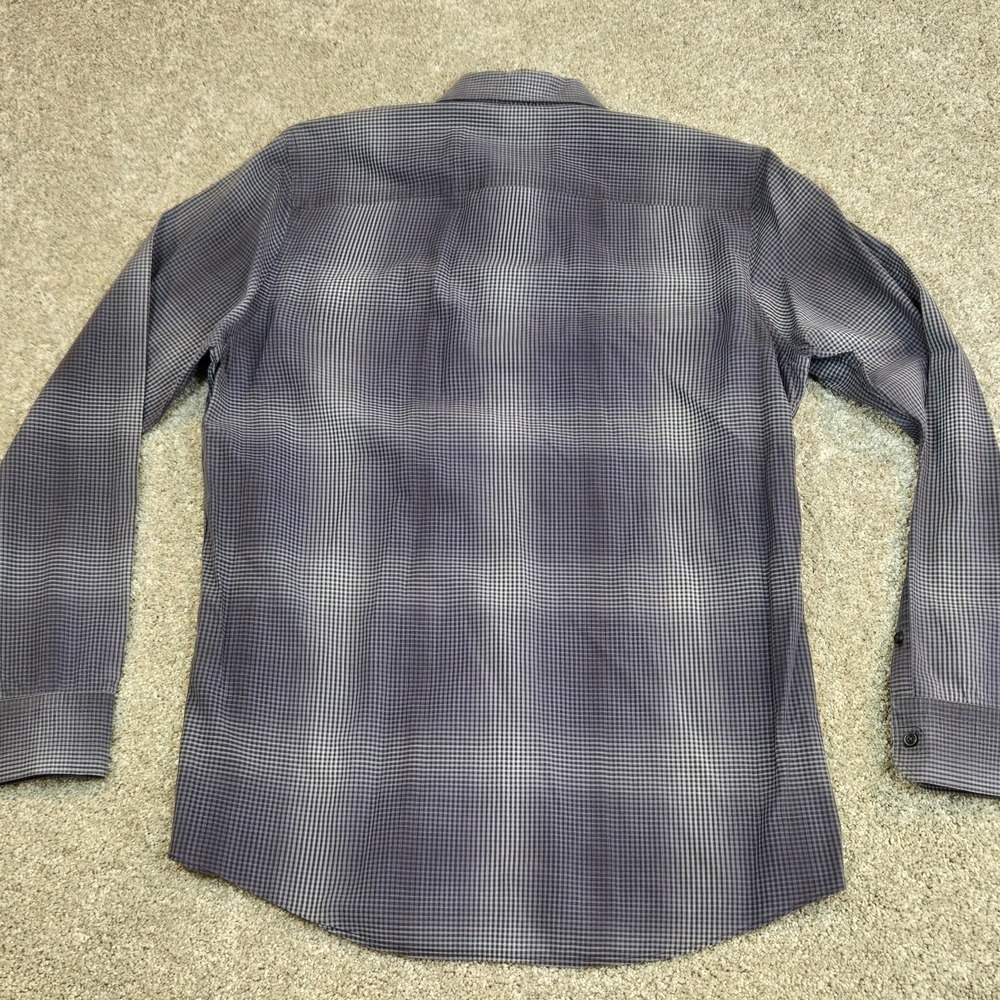Calibrate Trim Fit Blue White Checkered Mens L Tall Button down long sleeve - Picture 7 of 8